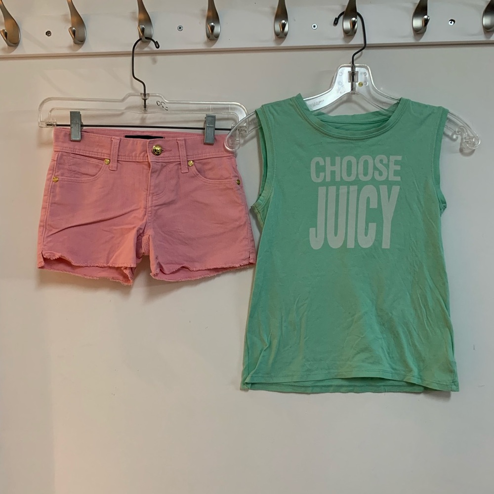 Juicy Couture Coloured Denim Short and Mint Green Tank
